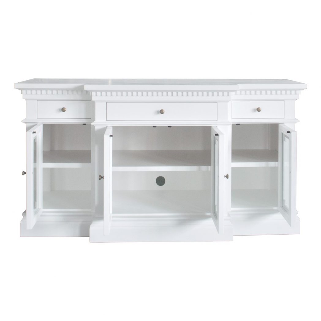 "St James" Hamptons Style 4 Door Entertainmet Unit Buffet White, 152cmW x 55cmD x 80cmH (RRP $3499) - Image 3