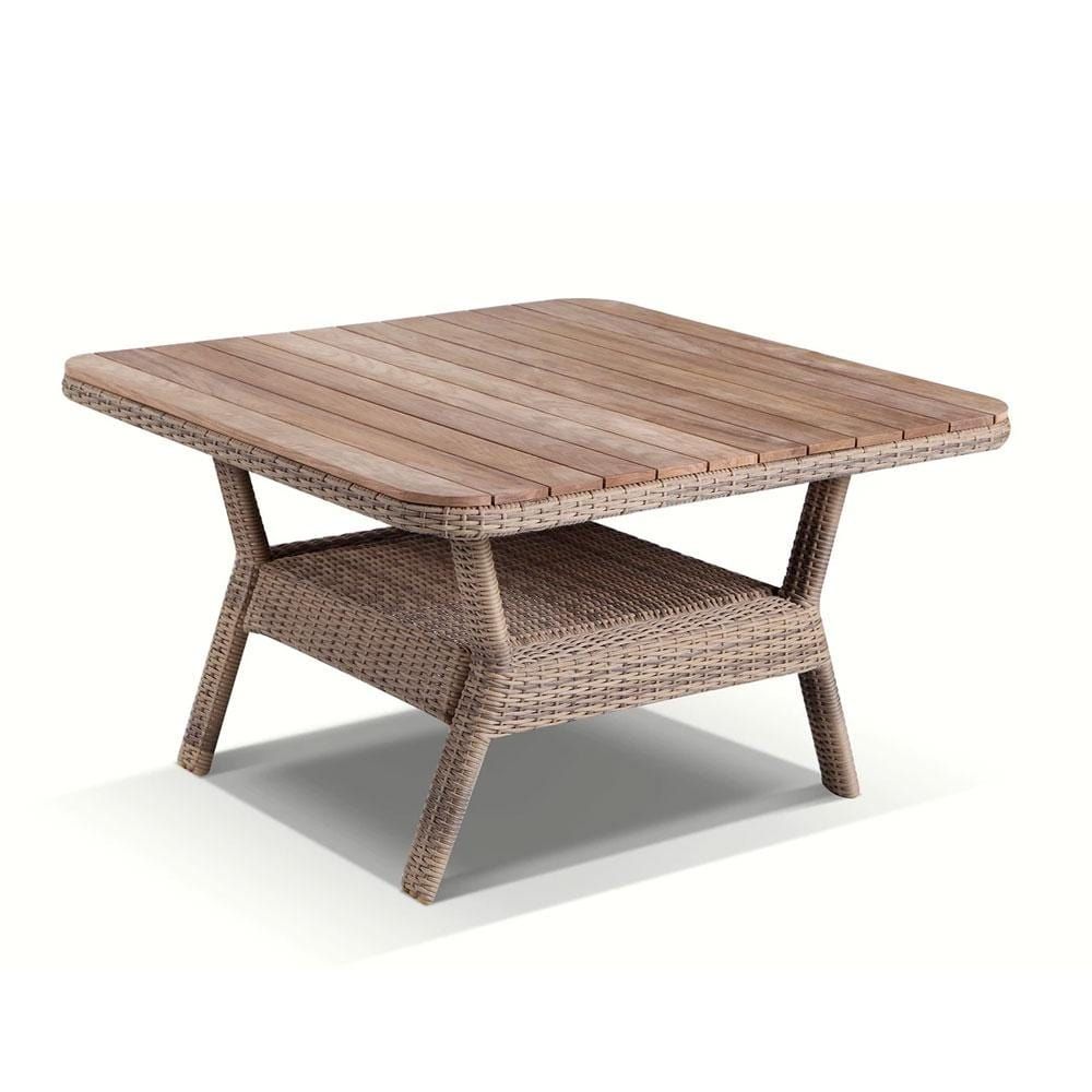 "Coral" Hamptons Style Outdoor Wicker Corner Modular Lounge Setting with Dining Table & 2 Armchairs, Wheat with Cream Cushions - Image 3
