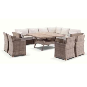 wp-image-tigress-41561.jpg "Coral" Hamptons Style Outdoor Wicker Corner Modular Lounge Setting with Dining Table & 4 Armchairs, Wheat with Cream Cushions