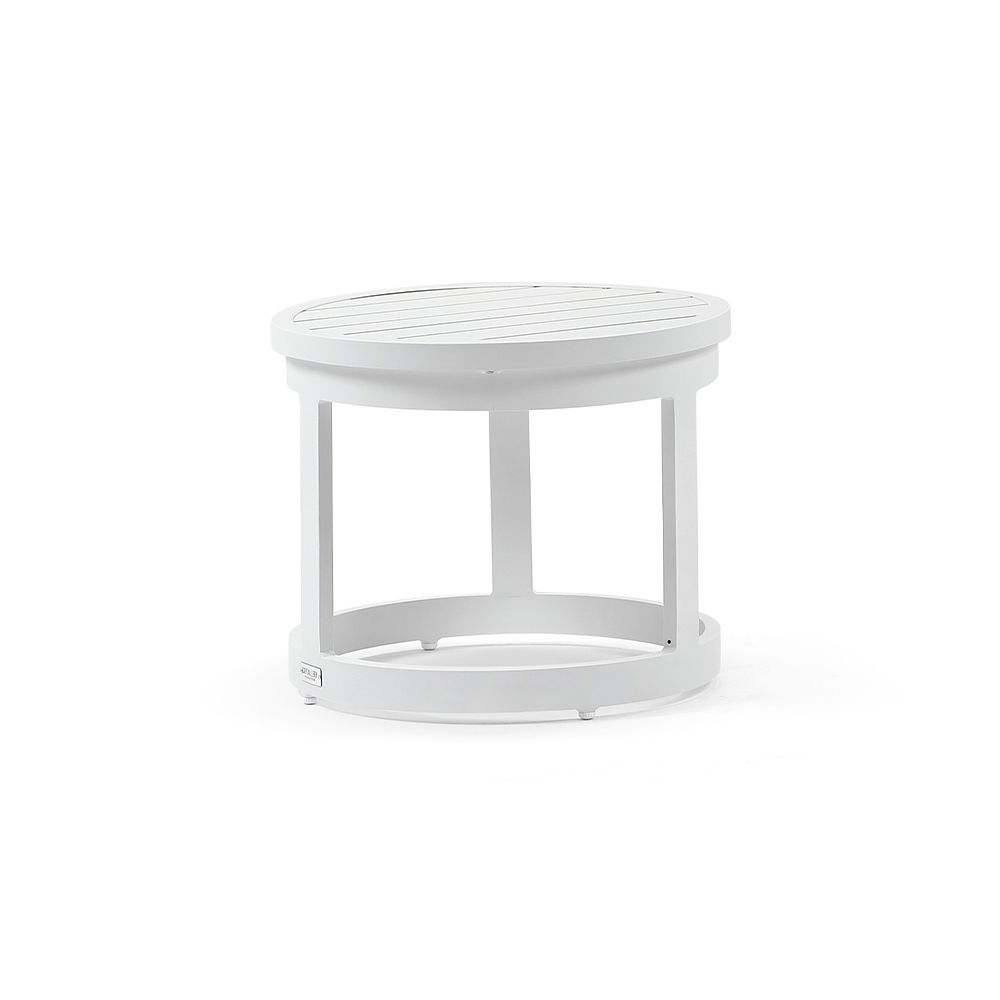 "Hawaii" Hamptons Style Outdoor Aluminium Round Side Table in White, D51cm x H43cm