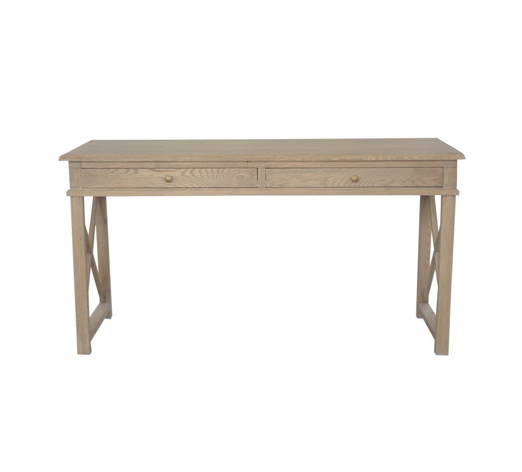 "Noosa" Hamptons Style Solid Oak Timber Desk Weathered Oak, 150cm W x 55cm D x 78cm H (RRP $1699)