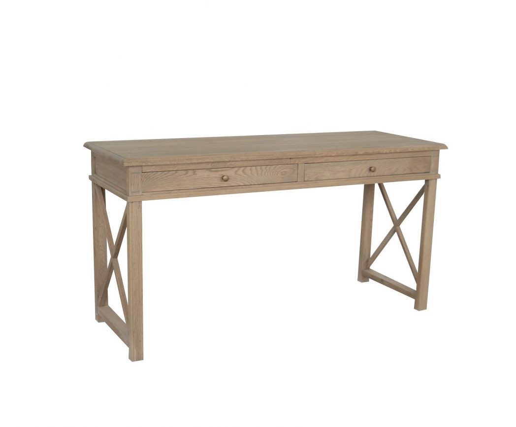 "Noosa" Hamptons Style Solid Oak Timber Desk Weathered Oak, 150cm W x 55cm D x 78cm H (RRP $1699) - Image 2