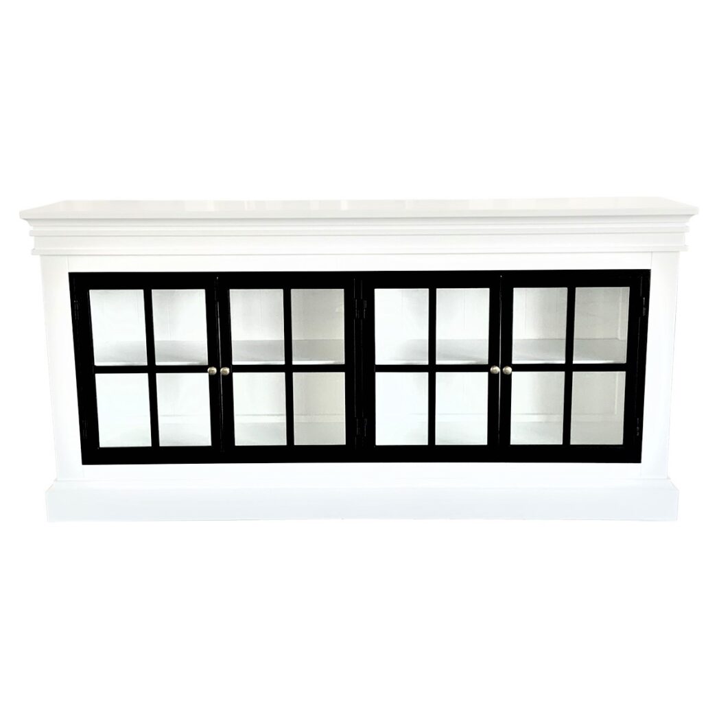 "Grayson" Iron Doors Sideboard White Timber 4 Door Buffet, 173cmW x 35cmD x 85cmH (RRP $2999) - Image 4
