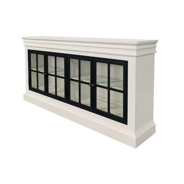 "Grayson" Iron Doors Sideboard White Timber 4 Door Buffet, 173cmW x 35cmD x 85cmH (RRP $2999) - Image 2