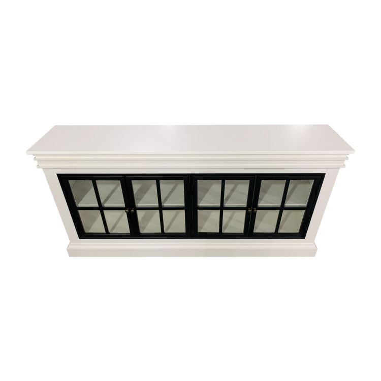 "Grayson" Iron Doors Sideboard White Timber 4 Door Buffet, 173cmW x 35cmD x 85cmH (RRP $2999) - Image 3