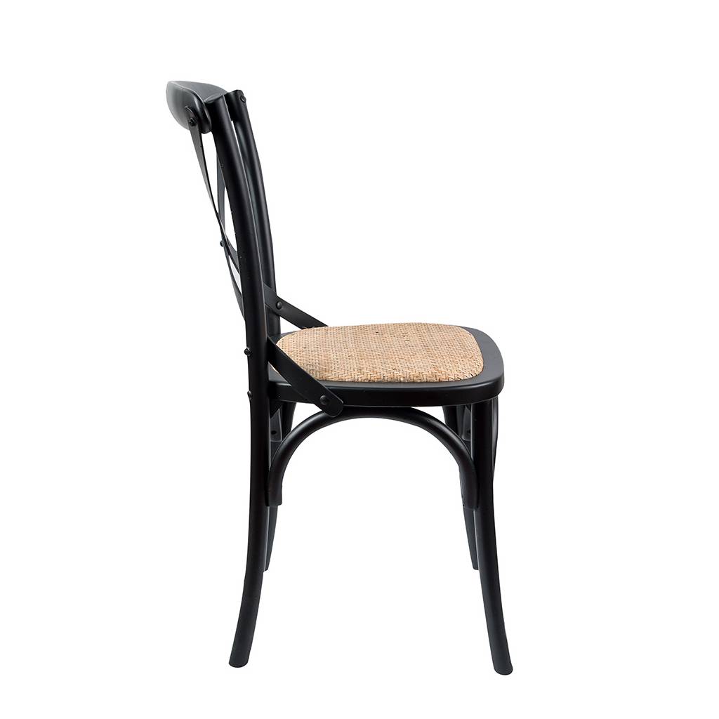 "Noosaville" Hardwood Timber Dining Chair Cross Back Black with Rattan Seat (RRP $299) - Image 3