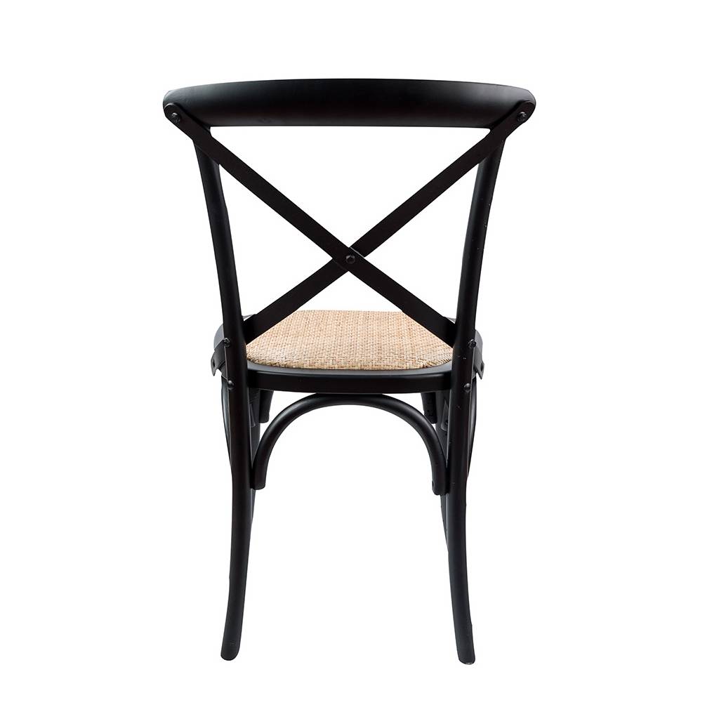 "Noosaville" Hardwood Timber Dining Chair Cross Back Black with Rattan Seat (RRP $299) - Image 4
