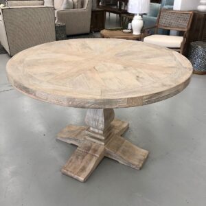 wp-image-tigress-42027.jpg "Whitsunday" Hamptons Style Parquetry Hardwood Timber Round Dining Table 120cm Diameter, Beachwhite Finish (RRP $1999)