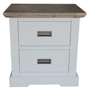 wp-image-tigress-42421.jpg "Brampton" Hamptons Style Timber Bedside Table 2 Drawer White & Timber, 58cmL x 45cmD x 60cmH (RRP $549)