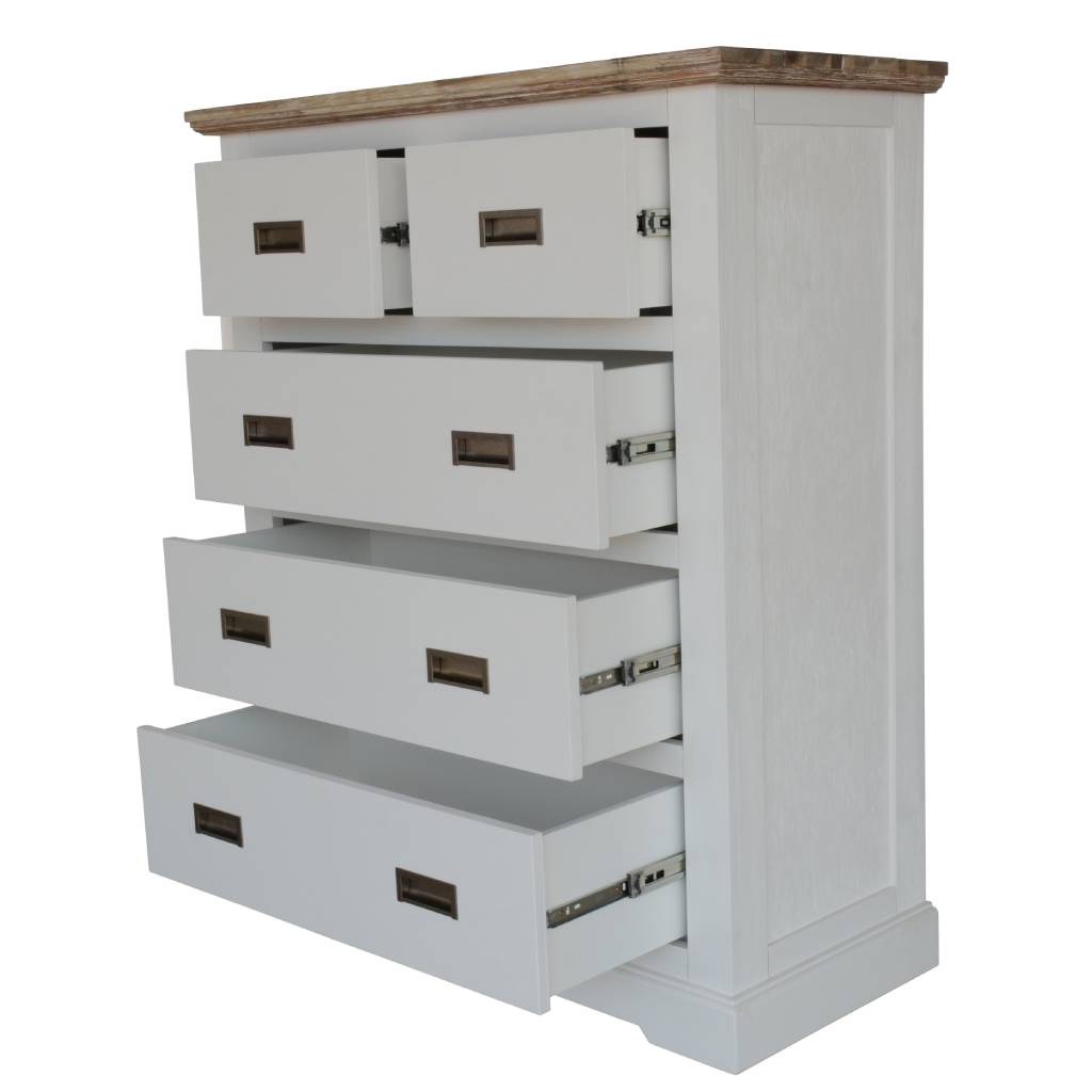 "Brampton" Hamptons Style Timber 4 Piece King Bed Package with Tallboy & Bedsides (RRP $4699) - Image 4