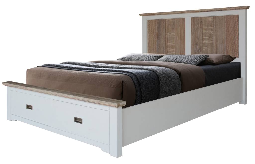 "Brampton" Hamptons Style Timber King Bed with Storage Drawers (RRP $2199)