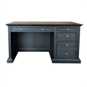 wp-image-tigress-42602.jpg "Noosa" Hamptons Style Timber French Panel Black Executive Desk with Drawers, 147cmW x 66cmD x 78cmH (RRP $3499)