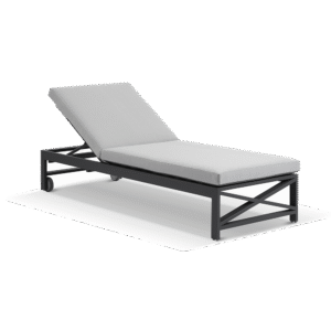 "Montego Bay" Hamptons Style Aluminium Sun Lounge in Charcoal with Olefin Grey Cushions with wheels