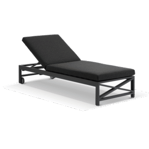 "Montego Bay" Hamptons Style Aluminium Sun Lounge in Charcoal with Dark Grey Cushions with wheels