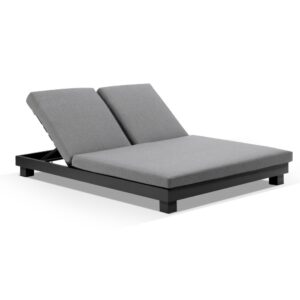 wp-image-tigress-42628.jpg "Hawaii" Resort Style Aluminium Double Sun Lounge in Charcoal with Sunbrella Cast Slate Cushions (RRP $3499)