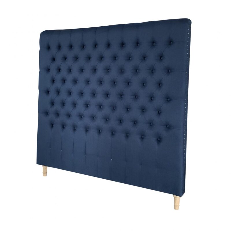 Chesterfield Hamptons Style King Headboard Navy Linen, 150cmH (RRP $1499)