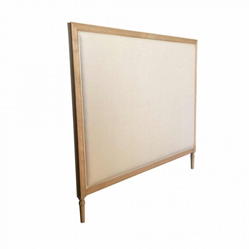 Nantucket Hamptons Style Queen Bedhead Headboard Natural Linen & Weathered Oak, 140cmH (RRP $1499)