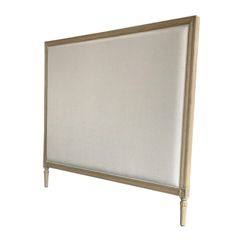 Nantucket Hamptons Style King Bedhead Headboard Natural Linen & Weathered Oak, 140cmH (RRP $1699)