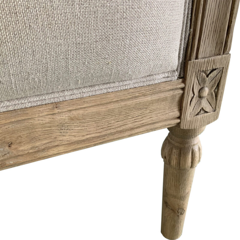 Nantucket Hamptons Style King Bedhead Headboard Natural Linen & Weathered Oak, 140cmH (RRP $1699) - Image 2