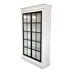wp-image-tigress-42661.jpg "Grayson" Iron Doors Display Cabinet White Timber with Glass Doors, 122cm x 41cm x 206cmH (RRP $4499)