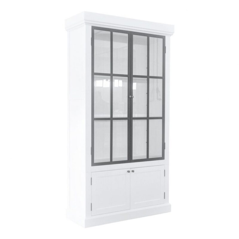 "Grayson" Iron Doors Display Cabinet White Timber with Glass Doors, 120cm x 45cm x 220cmH (RRP $4499) - Image 3