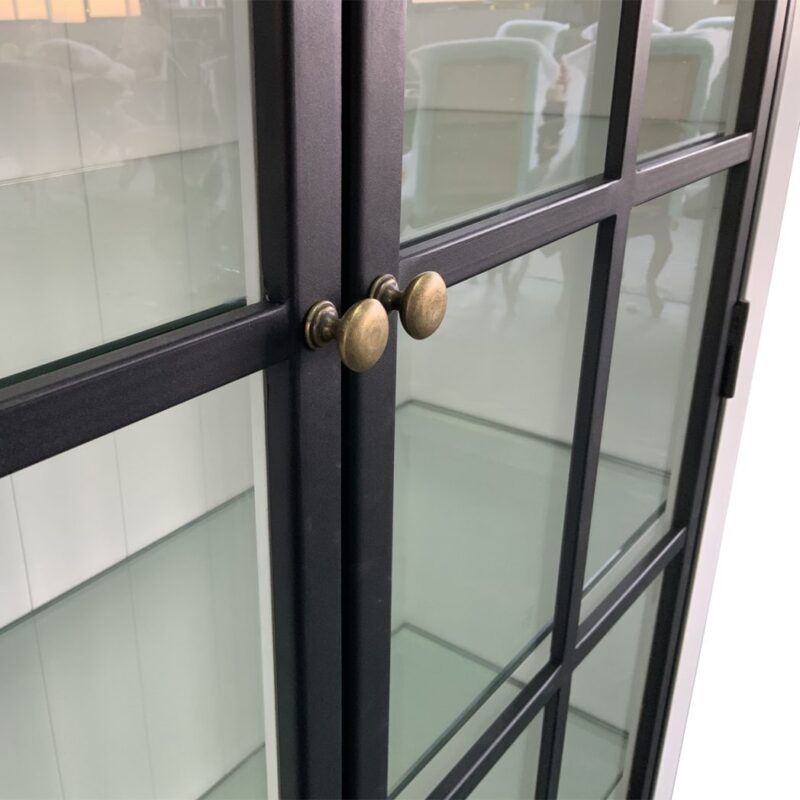 "Grayson" Iron Doors Display Cabinet White Timber with Glass Doors, 120cm x 45cm x 220cmH (RRP $4499) - Image 4