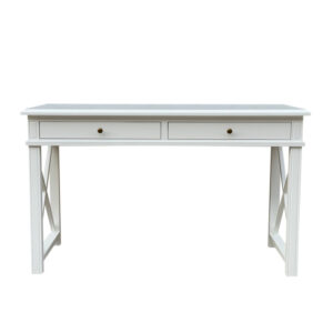 "Noosa" Hamptons Style Solid Timber Desk White, 130cmW x 50cmD x 78cmH (RRP $1499)