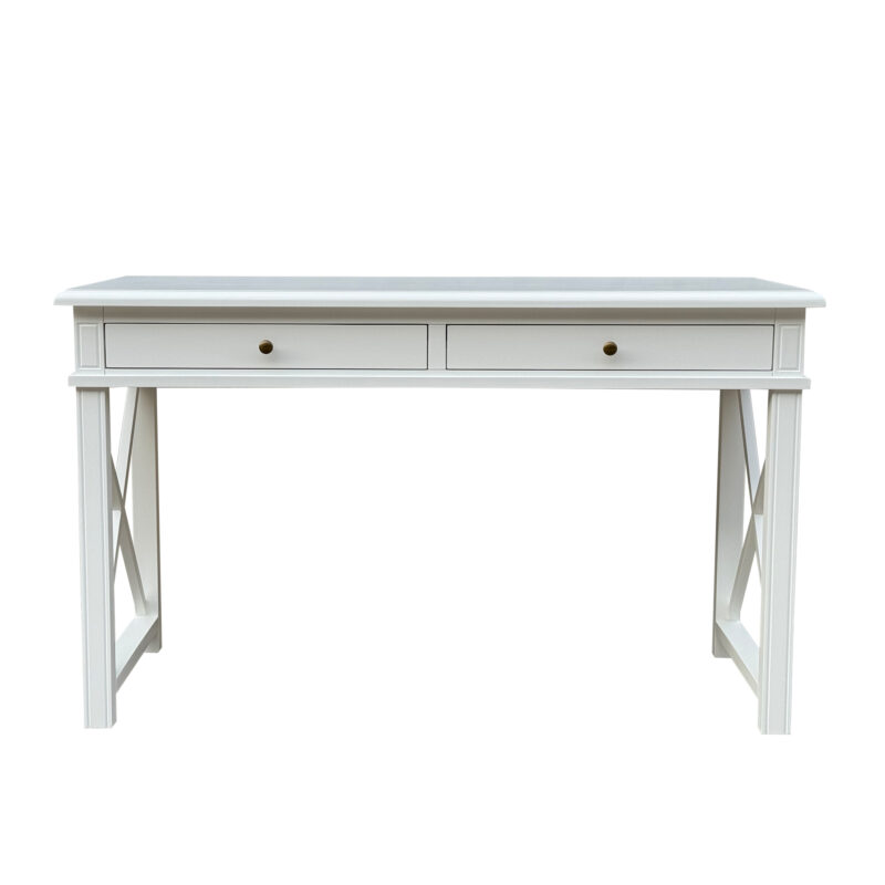 "Noosa" Hamptons Style Solid Timber Desk White, 130cmW x 50cmD x 78cmH (RRP $1499)