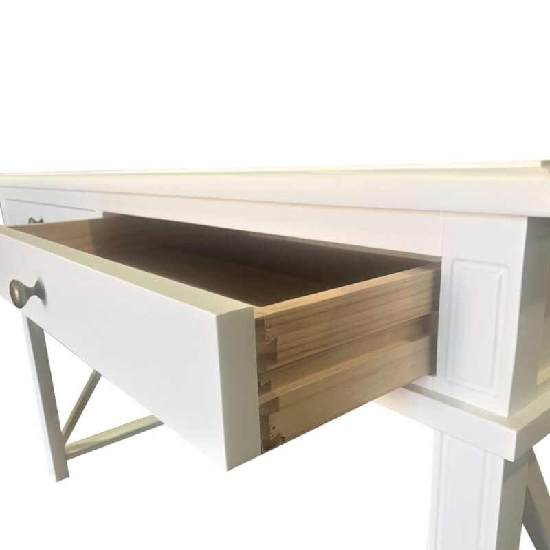 "Noosa" Hamptons Style Solid Timber Desk White, 130cmW x 50cmD x 78cmH (RRP $1499) - Image 3
