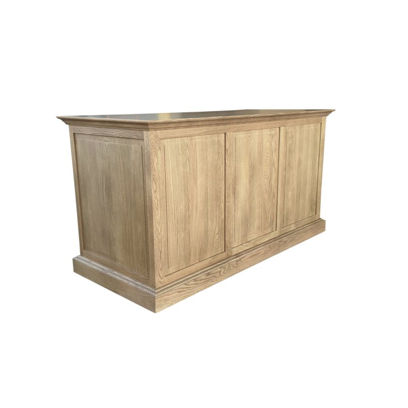 "Noosa" Hamptons Style Timber French Panel Natural Oak Executive Desk with Drawers, 147cmW x 66cmD x 78cmH (RRP $3499) - Image 3
