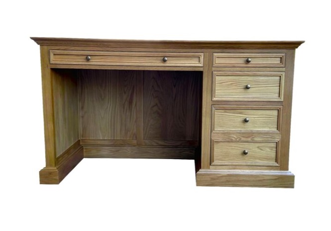 "Noosa" Hamptons Style Timber French Panel Natural Oak Executive Desk with Drawers, 147cmW x 66cmD x 78cmH (RRP $3499)