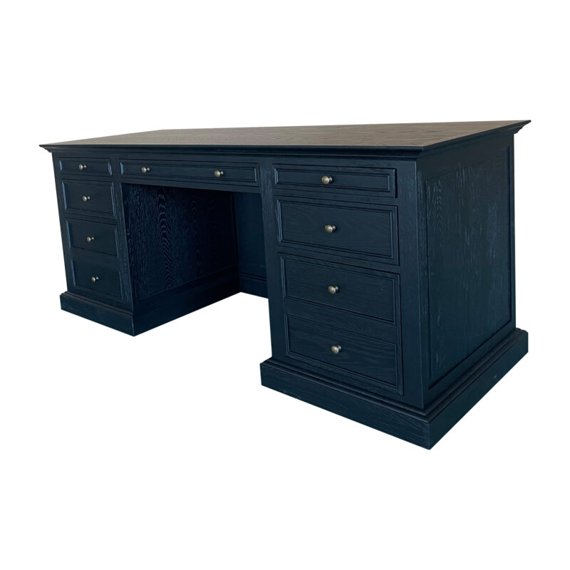 "Maine" Hamptons Style Timber Executive Desk Black, 180cmW x 74cmD x 78cmH (RRP $3999) - Image 2