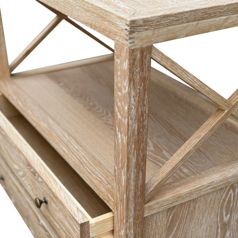 "Daintree" Resort Style Solid Timber Side Table, Whitewashed Oak 75cm x 45cm x 75cmH (RRP $999) - Image 3
