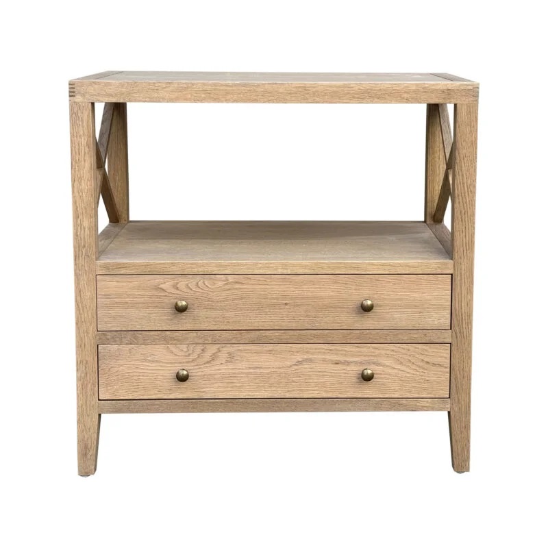 "Daintree" Resort Style Solid Timber Side Table, Weathered Oak 75cm x 45cm x 75cmH (RRP $999) - Image 2