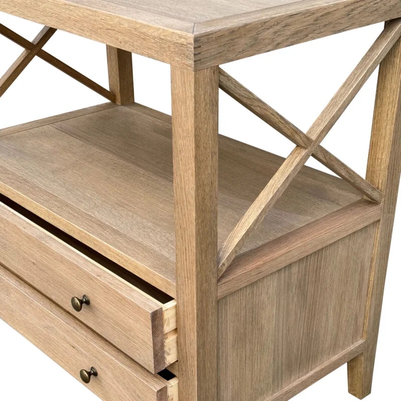 "Daintree" Resort Style Solid Timber Side Table, Weathered Oak 75cm x 45cm x 75cmH (RRP $999) - Image 3