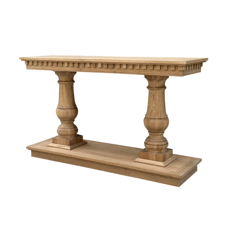 "Cayman" Hamptons Style Timber Hall Console Table Weathered Oak, 140cmW x 42cmD x 82cmH (RRP $1999) - Image 2