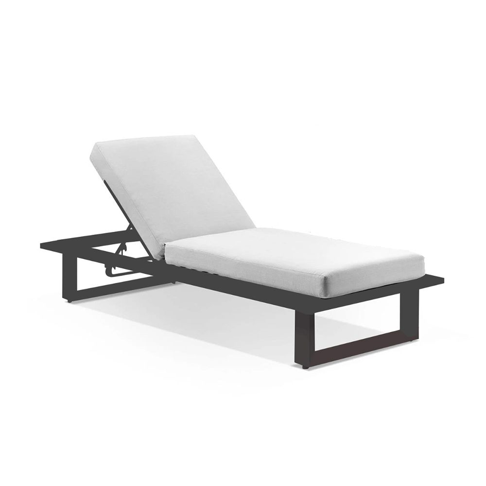 "Barbados" Hamptons Style Aluminium Sun Lounge in Charcoal with Light Grey Cushions