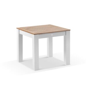 wp-image-tigress-42758.jpg "Newport" Hamptons Style Outdoor White Aluminium Teak Top Square Dining Table, 90x90cm