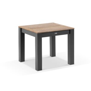 wp-image-tigress-42760.jpg "Newport" Hamptons Style Outdoor Charcoal Aluminium Teak Top Square Dining Table, 90x90cm