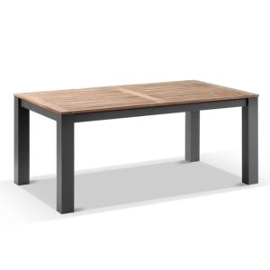 wp-image-tigress-42762.jpg "Newport" Hamptons Style Outdoor Charcoal Aluminium Teak Top Dining Table, 180x100cm