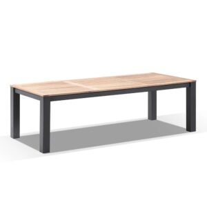 wp-image-tigress-42780.jpg "Newport" Hamptons Style Outdoor Charcoal Aluminium Teak Top Dining Table, 250x100cm