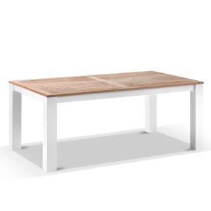 wp-image-tigress-42784.jpg "Newport" Hamptons Style Outdoor White Aluminium Teak Top Dining Table, 250x100cm