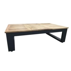 wp-image-tigress-42811.jpg "Newport" Hamptons Style Outdoor Charcoal Aluminium Teak Top Coffee Table, L120cm x W70cm x H43cm