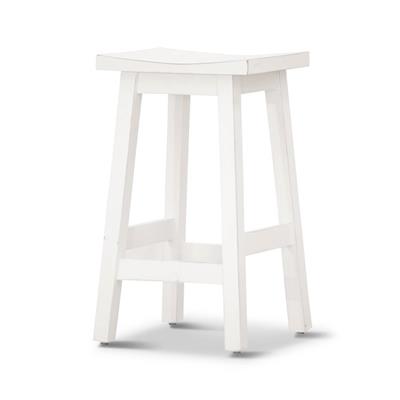 "Brampton" Timber Hamptons Style Kitchen Bar Stool Distressed White, 38cmW x 33cmD x 65cmH (RRP $299)