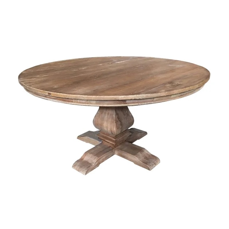 "Madrid" Hamptons Style Round Dining Table with Pedestal Base Recycled Elm, 150cm (RRP $2999)