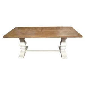 wp-image-tigress-42860.jpg "Maison" Hamptons Style Dining Table Pedestal Base Reclaimed Elm, Distressed White Base 200cmW x 100cmD x 77cmH (RRP $2999)