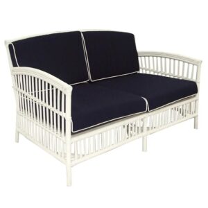 wp-image-tigress-42876.jpg "Alfresco" Hamptons Style 2.5 Seater Rattan Lounge White, Navy cushions with White Piping, 156cmL x 68cmW x 86cmH (RRP $1499)