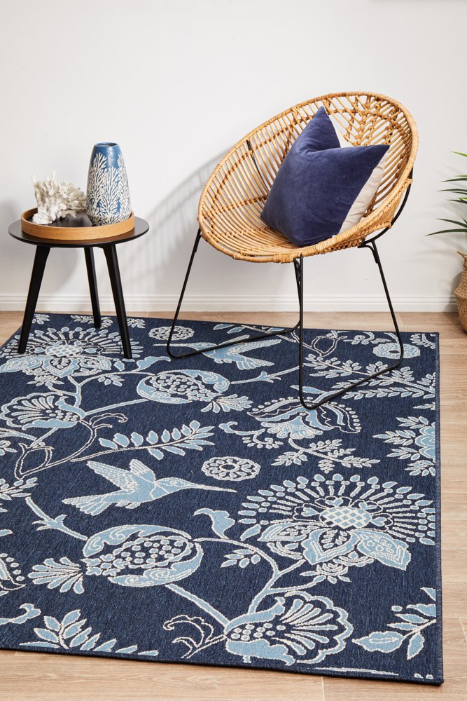 "Seaside" Hamptons Style Outdoor/Indoor Rug, Navy - Image 2