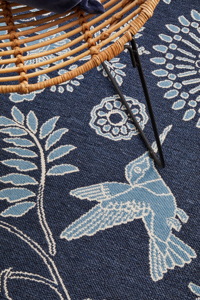 "Seaside" Hamptons Style Outdoor/Indoor Rug, Navy - Image 4