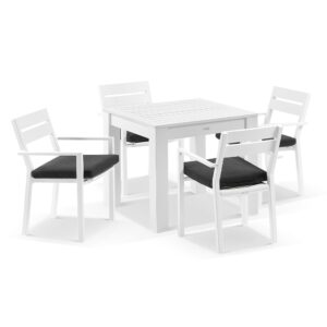 wp-image-tigress-42927.jpg "Hawaii" Hamptons Style Square White Aluminium Dining Table with 4 Chairs, Denim Grey Cushions